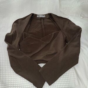 Zara olive Long Sleeve Top